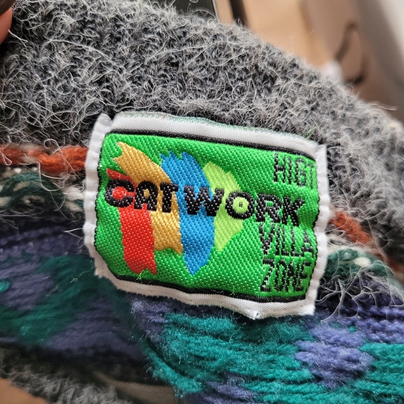 Vintage 80s | super cute unisex novelty print knit grandpa sweater - Picture 2 of 5